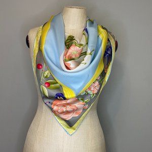 Vintage Carlisle Silk Scarf -- Hand rolled hem